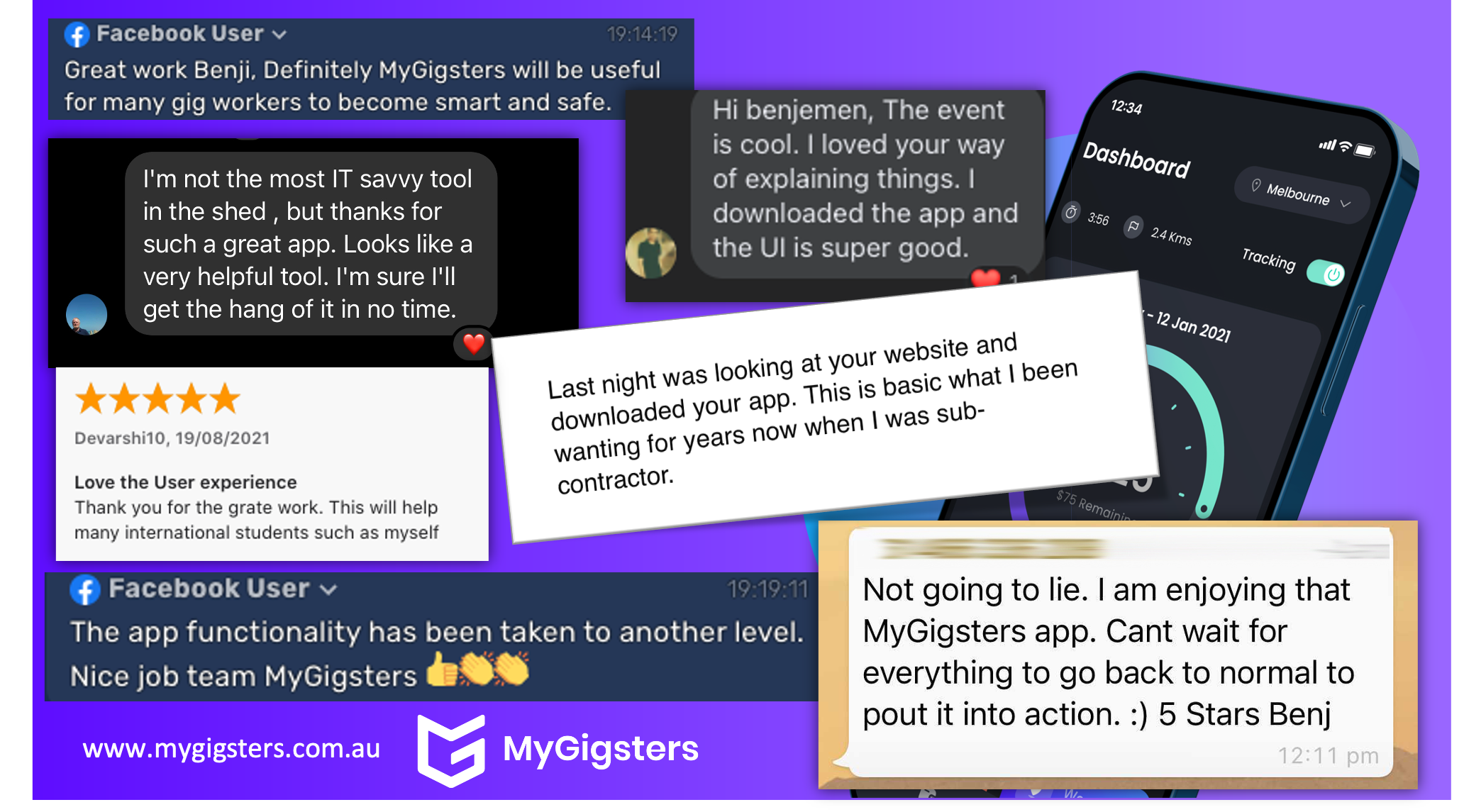 Feedback from our users of MyGigsters